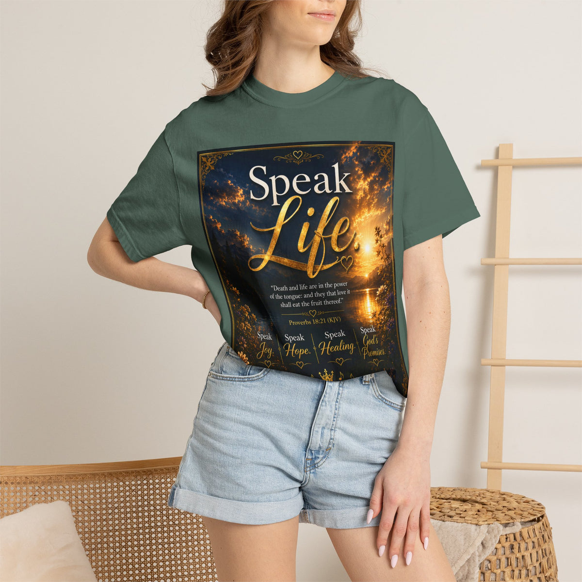 Christian Inspirational T-Shirt — "Speak Life" & "Still on the Throne" Faith Graphic Tee