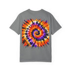 Tie-Dye Spiral T-Shirt — Orange Purple Psychedelic Graphic Tee