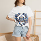 Cancer Zodiac Crab T-Shirt — Blue Astrology Tee (Cancer: Intuitive • Loyal • Nurturing)