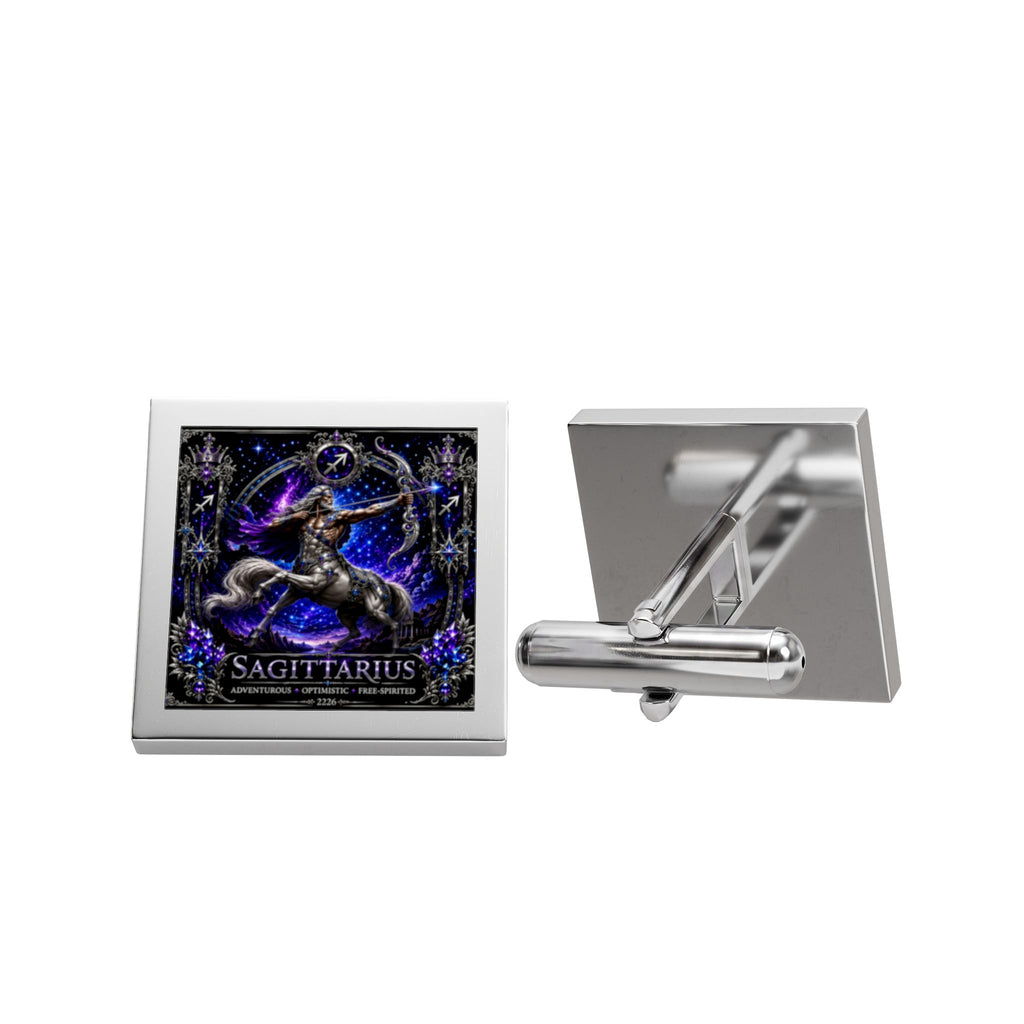 Sagittarius Zodiac Cufflinks — Gold Square Astrological Jewelry