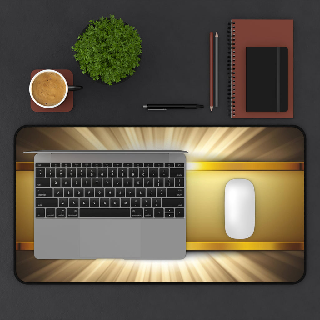Golden Sunrise Desk Mat — Luxury Metallic Accent Mouse Pad