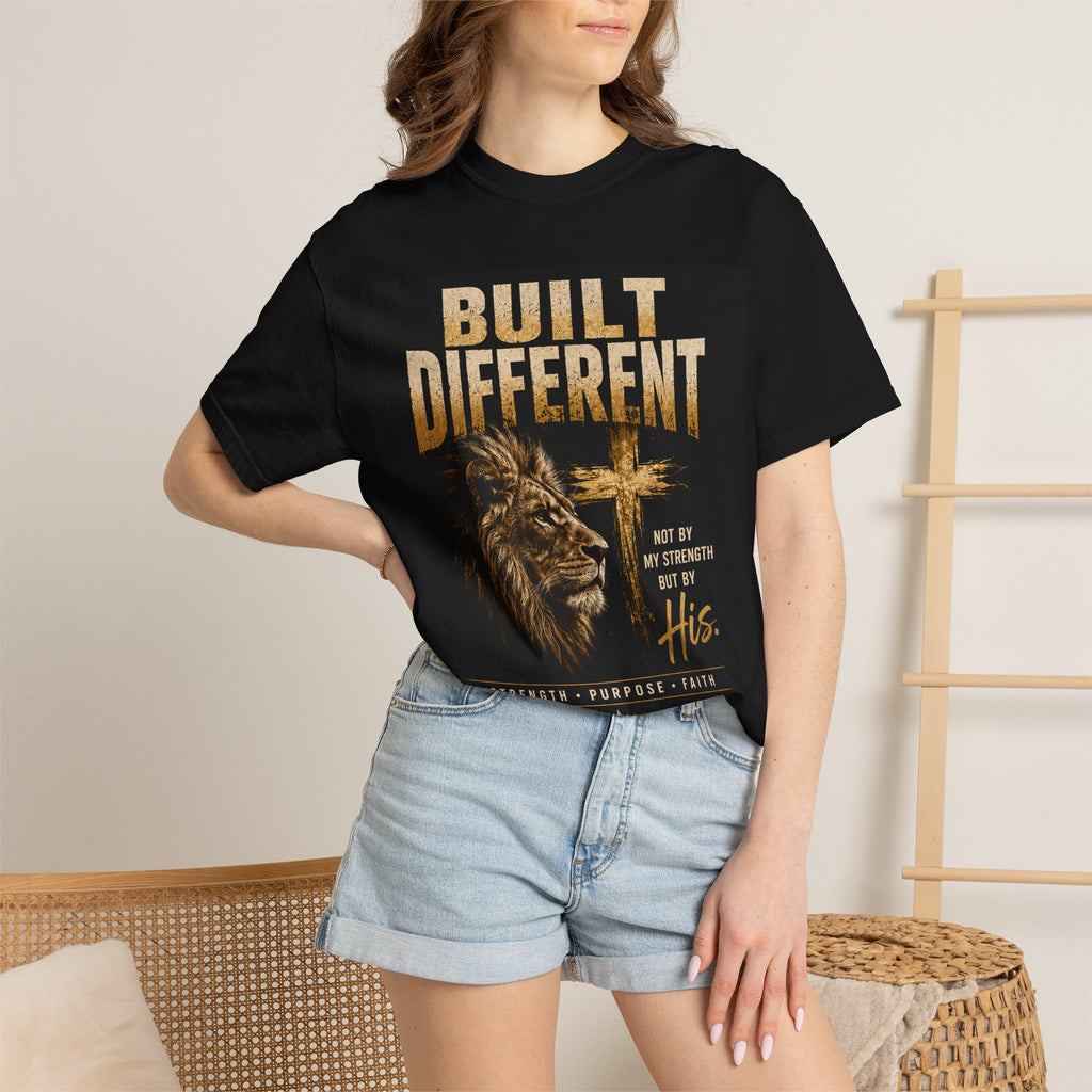 Built Different Christian Lion T-Shirt — "Built Right, Beautiful, Brilliant" Inspirational Faith Tee