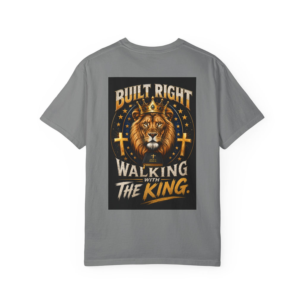 Walking with the King T-Shirt — Built Right Lion Christian Faith Tee
