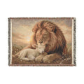 Lion & Lamb Woven Blanket — Cozy Religious Animal Throw for Home Decor