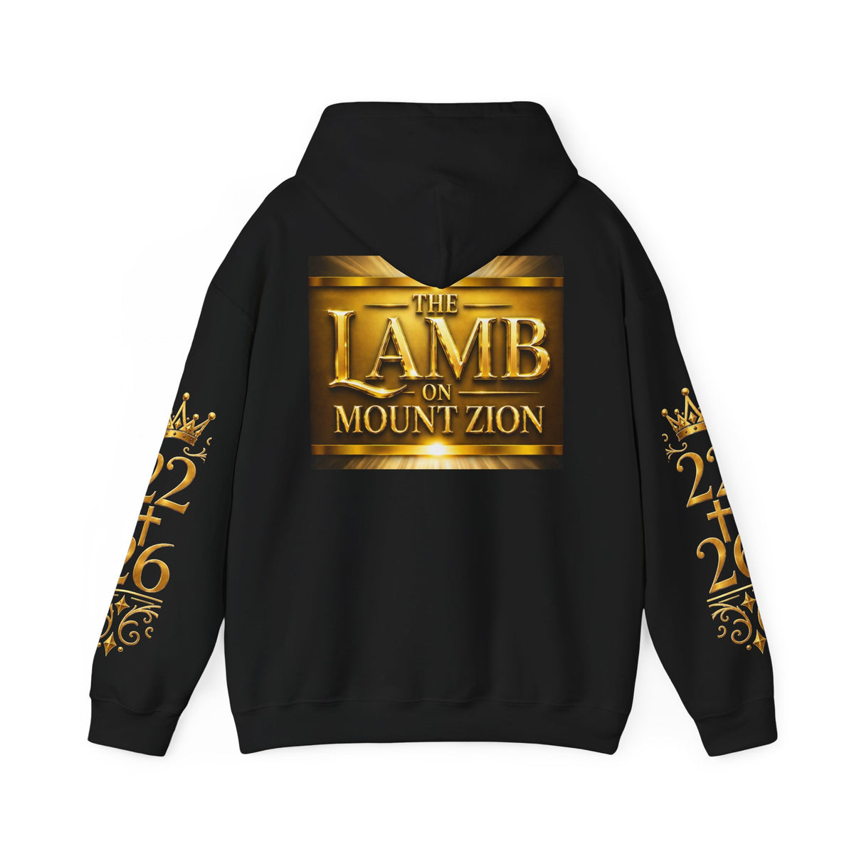 Religious Hoodie - "The Lamb on Mount Zion" Gold Faith Sweatshirt