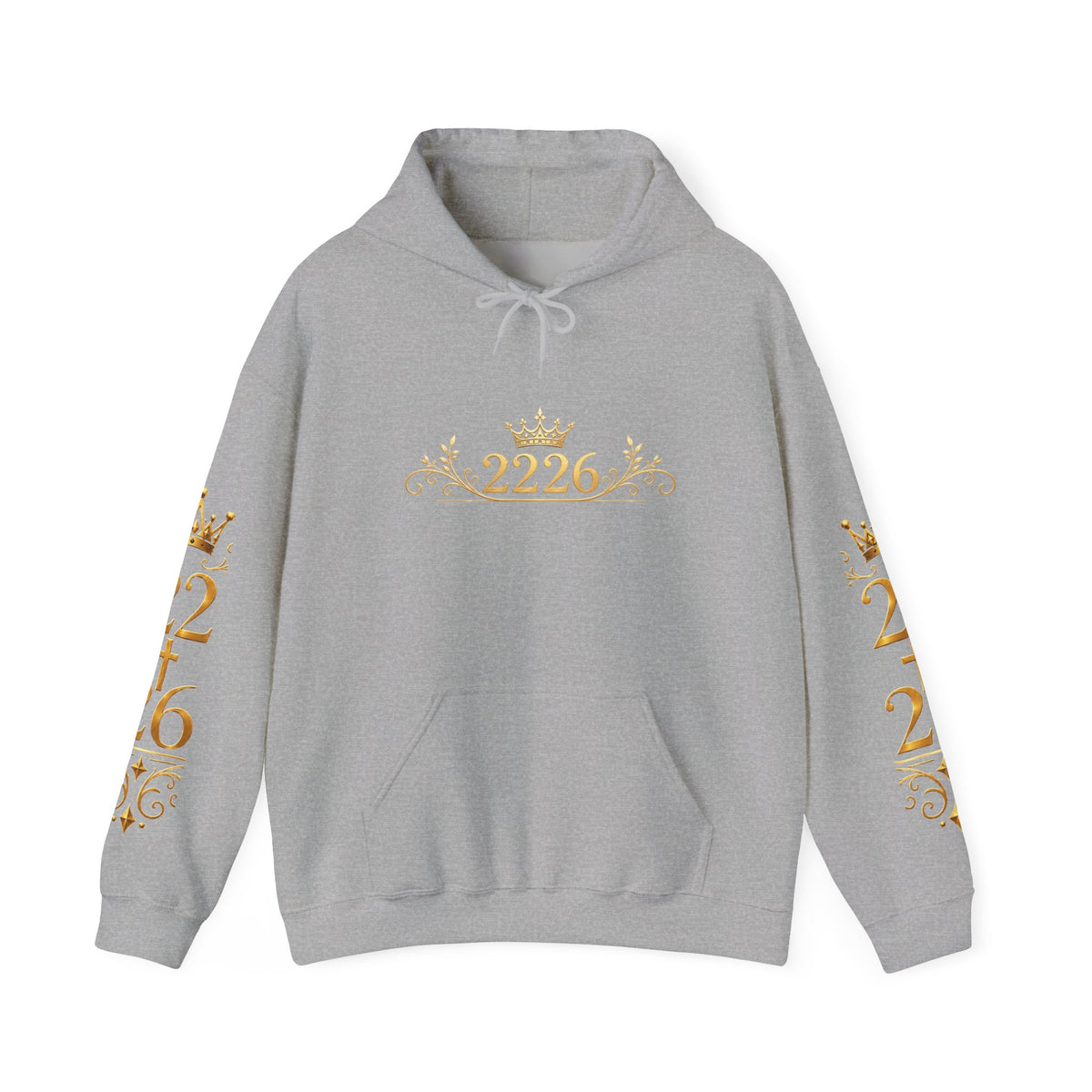 2226 Crown Crest Hoodie — Gold Heraldic Emblem Pullover