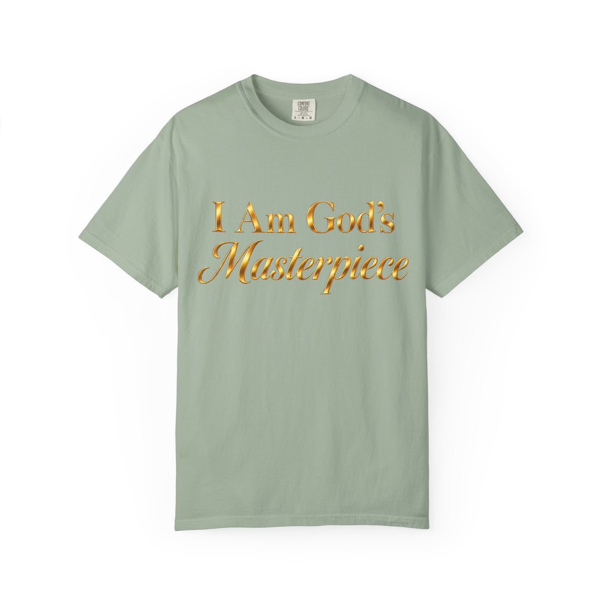 I Am God’s Masterpiece T-Shirt — Gold Script Christian Faith Tee (Psalm 139:14)