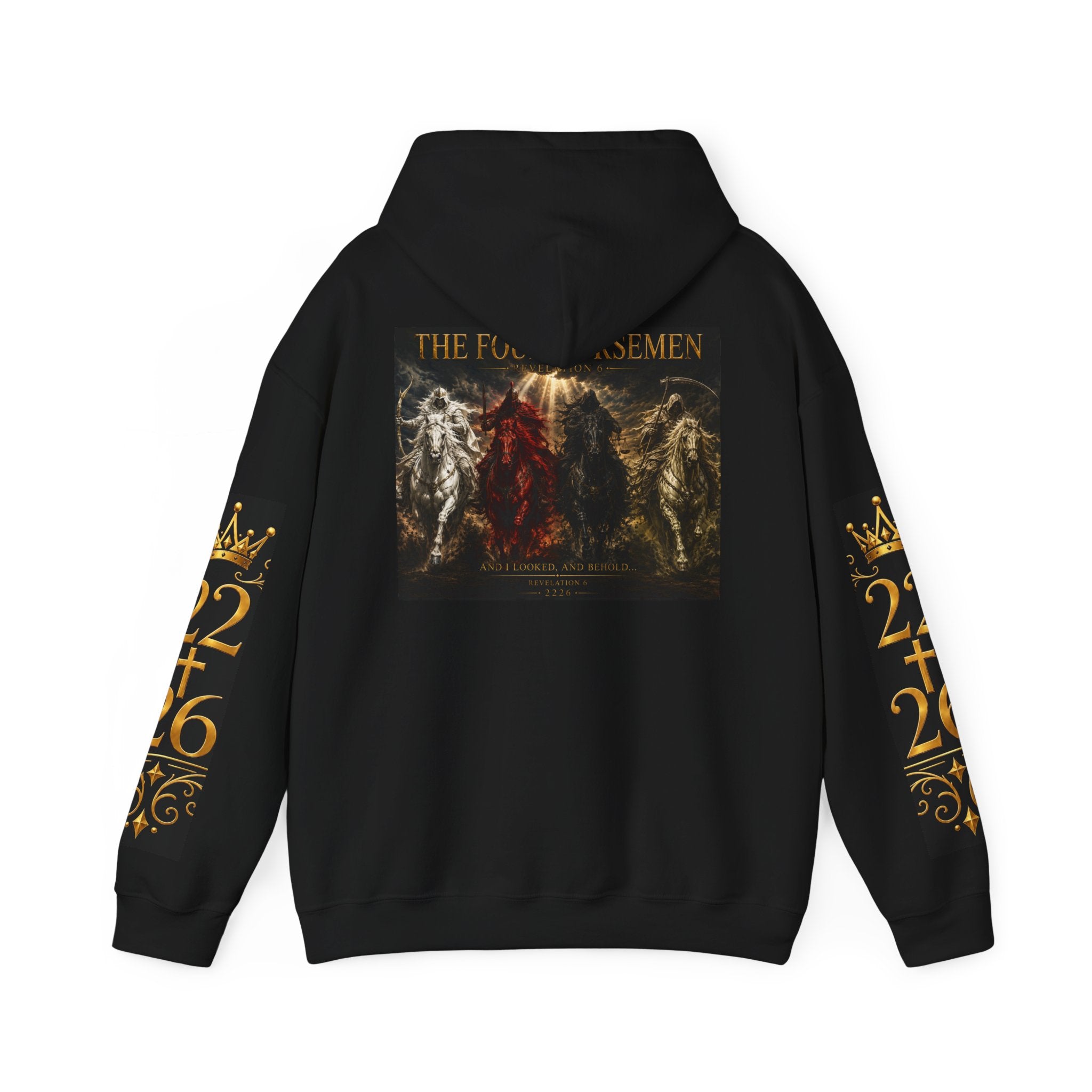 Revelation 6 Four Horsemen Hoodie — Apocalyptic Christian Graphic Sweatshirt