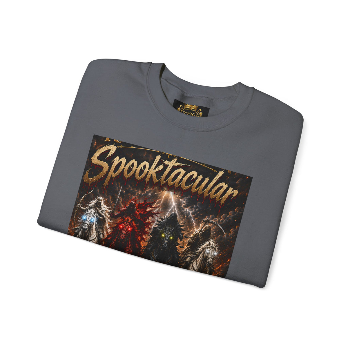 Religious Halloween Crewneck Sweatshirt — "Spooktacular" & "Still on the Throne" Graphic