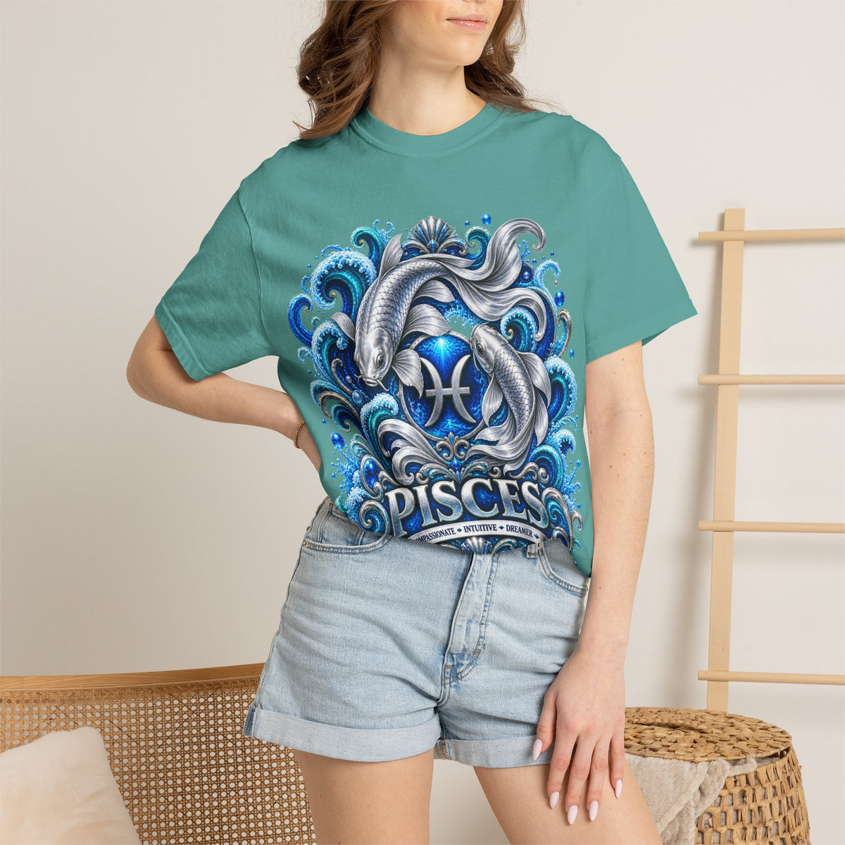 Pisces Zodiac T-Shirt — Illustrated Pisces Fish Astrology Tee