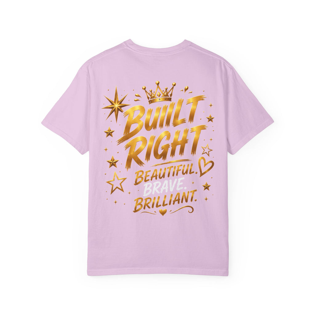 Built Different Christian Lion T-Shirt — "Built Right, Beautiful, Brilliant" Inspirational Faith Tee