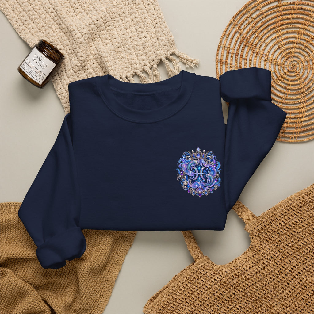 Pisces Mermaid Crewneck Sweatshirt — Zodiac Astrology Graphic Sweater