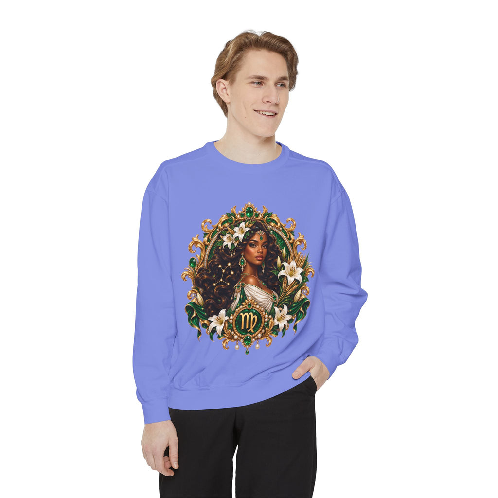 Virgo Zodiac Sweatshirt — Virgo Goddess & Owl Astrology Crewneck