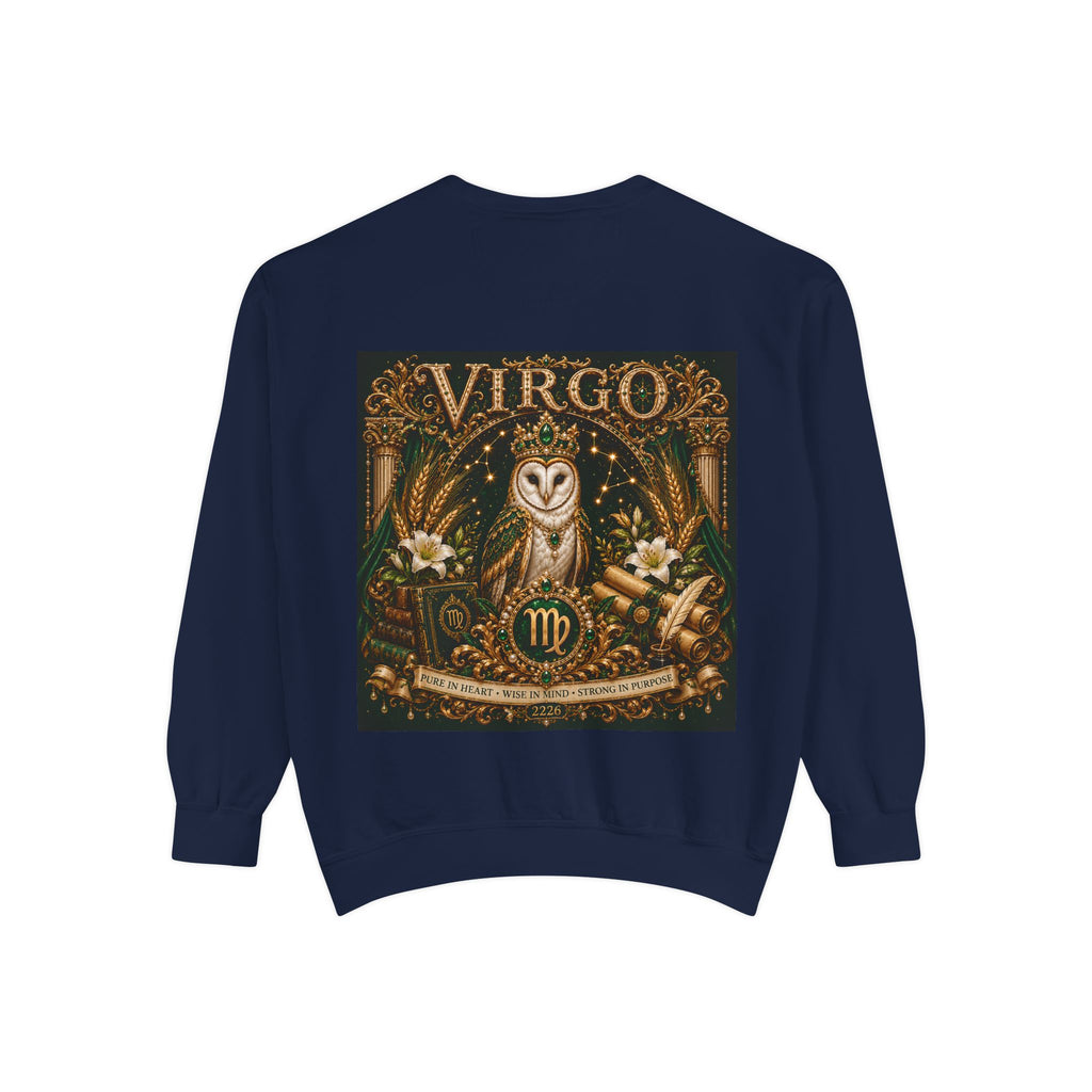 Virgo Sweatshirt — Zodiac Owl Virgo Symbol Crewneck