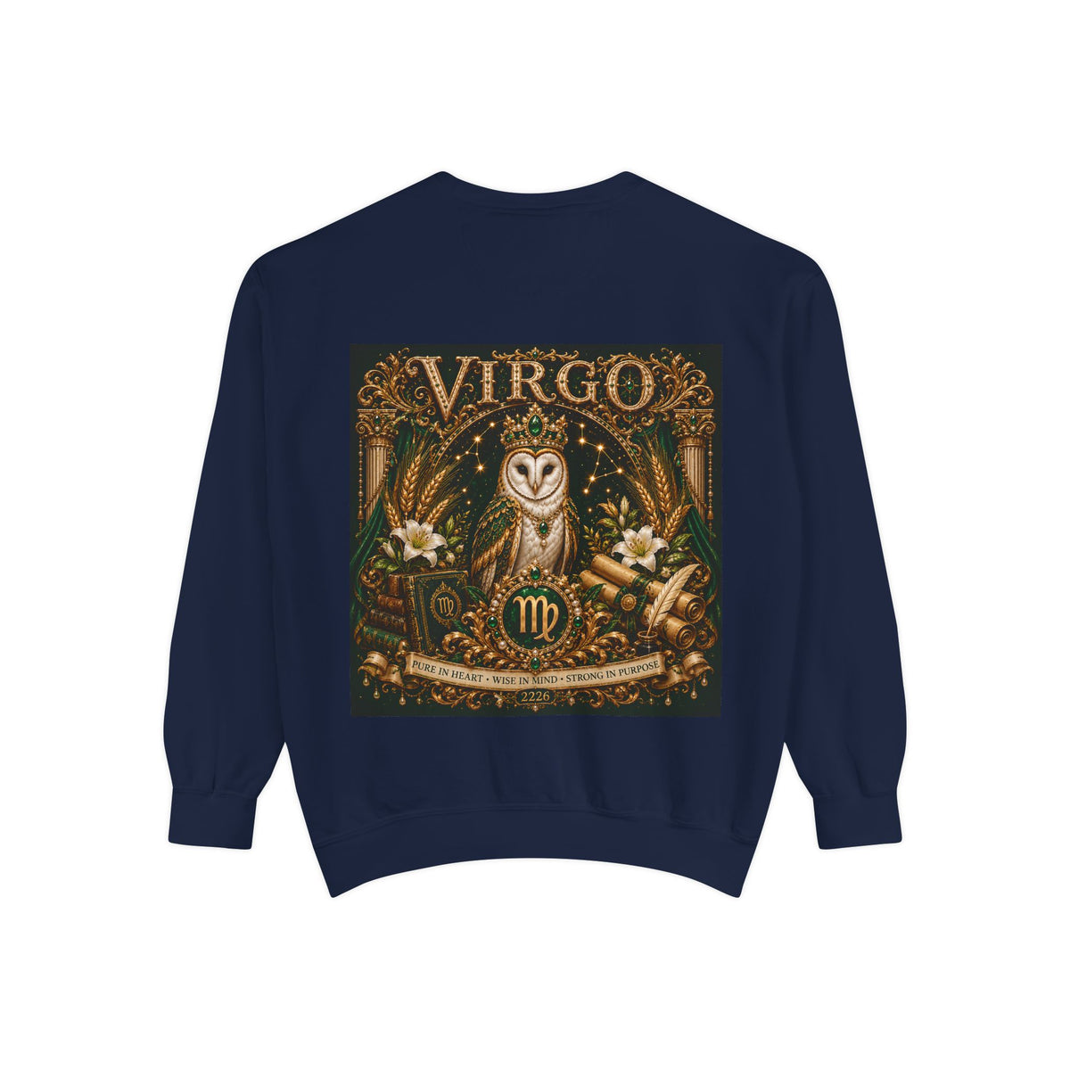 Virgo Sweatshirt — Zodiac Owl Virgo Symbol Crewneck