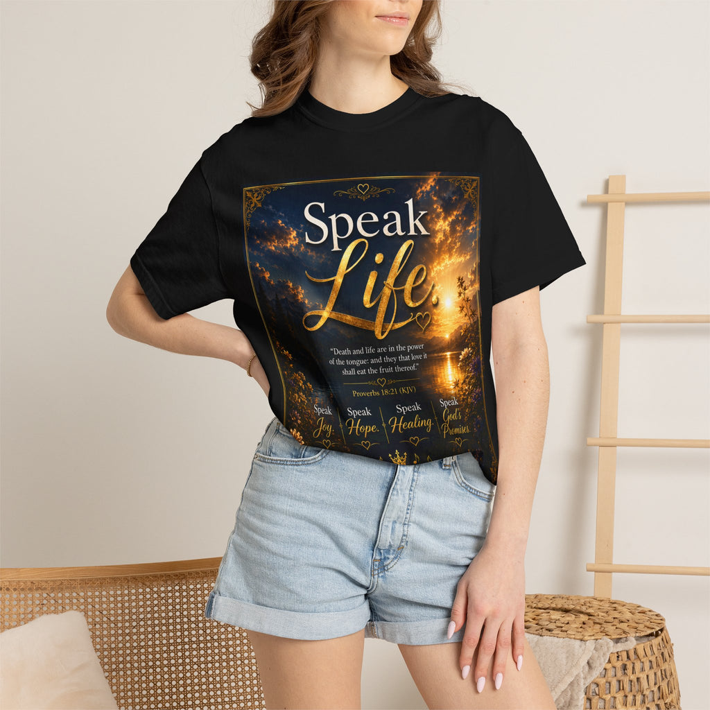 Christian Inspirational T-Shirt — "Speak Life" & "Still on the Throne" Faith Graphic Tee