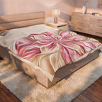 Floral Velvet Plush Blanket - Pink Satin Bloom Throw