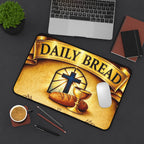Daily Bread Christian Desk Mat — Communion Cross & Chalice Mouse Pad