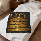 Velveteen Plush Blanket — "Speak Life: Joy Hope Healing, God's Promises" Inspirational Throw