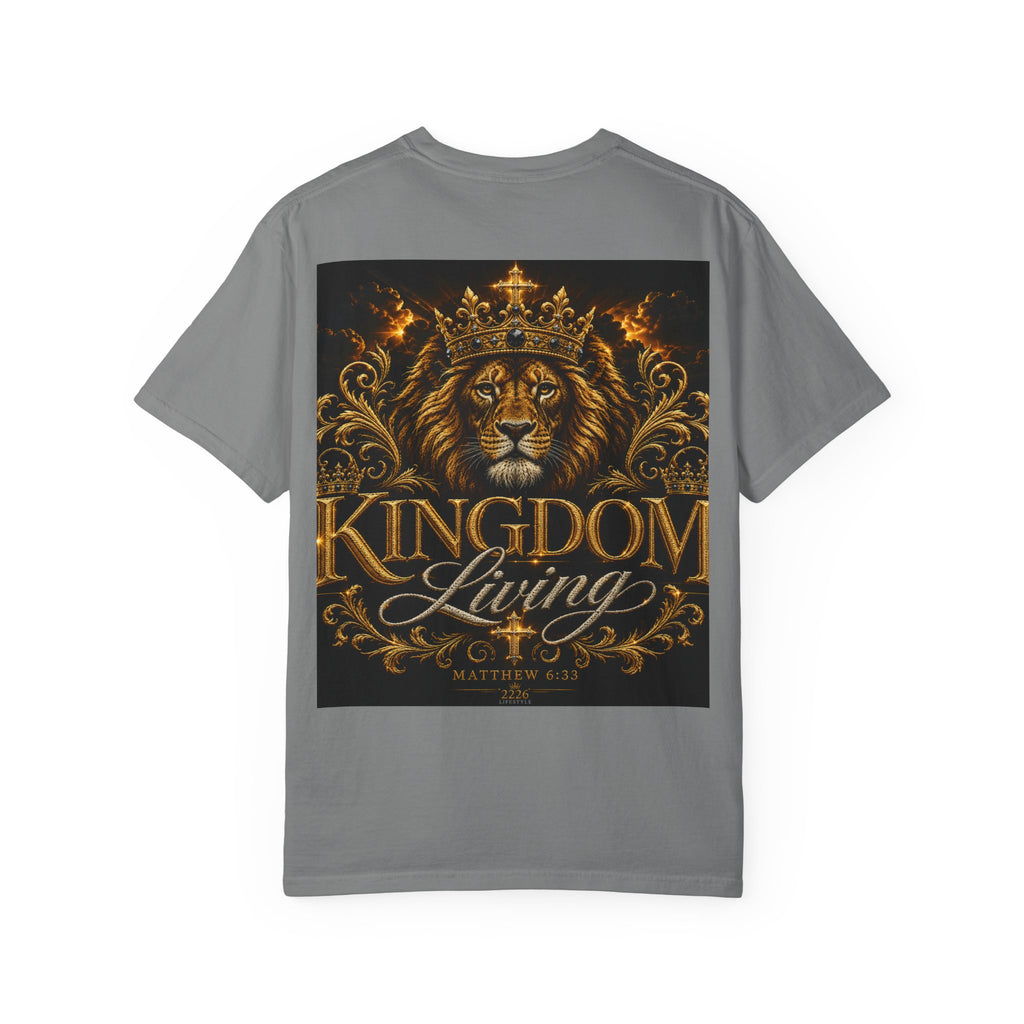 JC & Cross Kingdom Living Lion T-Shirt — Christian Faith Crown Graphic Tee