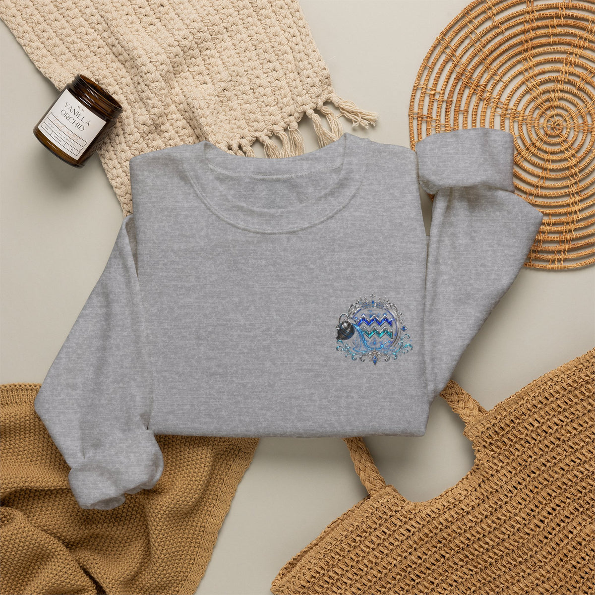 Aquarius Zodiac Sweatshirt — Astrology Water-Bearer Crewneck