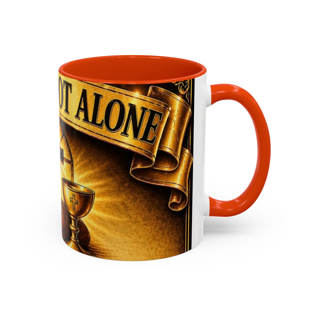 You Are Not Alone Christian Mug — Communion Cross & Bread Chalice Coffee Cup