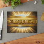 Religious Glass Cutting Board — "The Glory of God Revealed" Decorative Kitchen Board