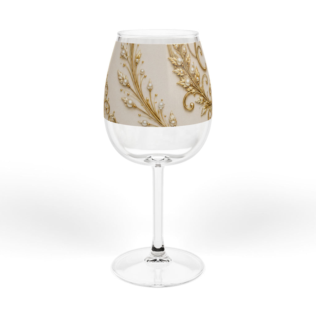 12 oz Gold Baroque Wine Glass – Elegant Pearl & Filigree Stemless Style
