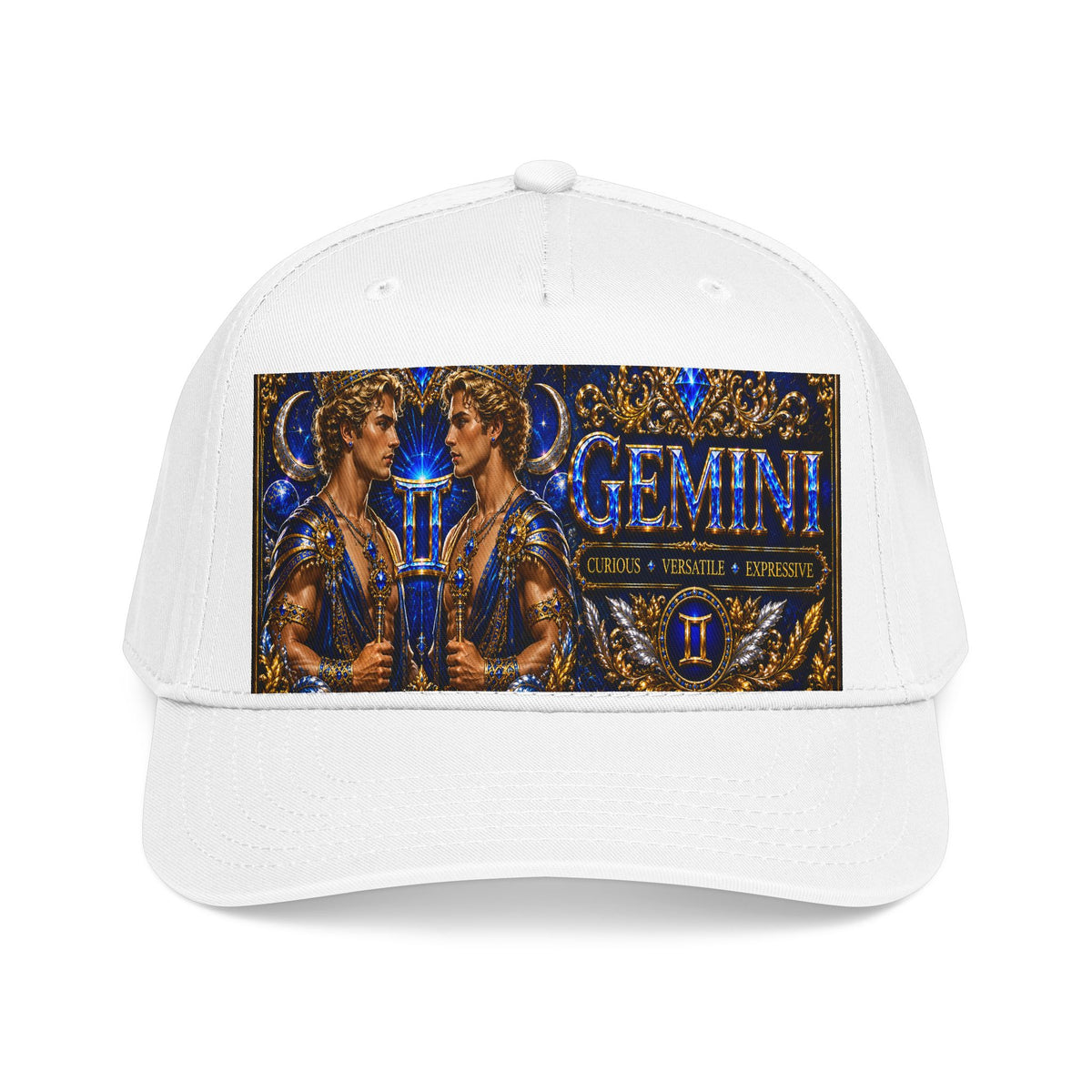 Gemini Zodiac Mid Profile Baseball Cap — Twin Constellation Astrology Design