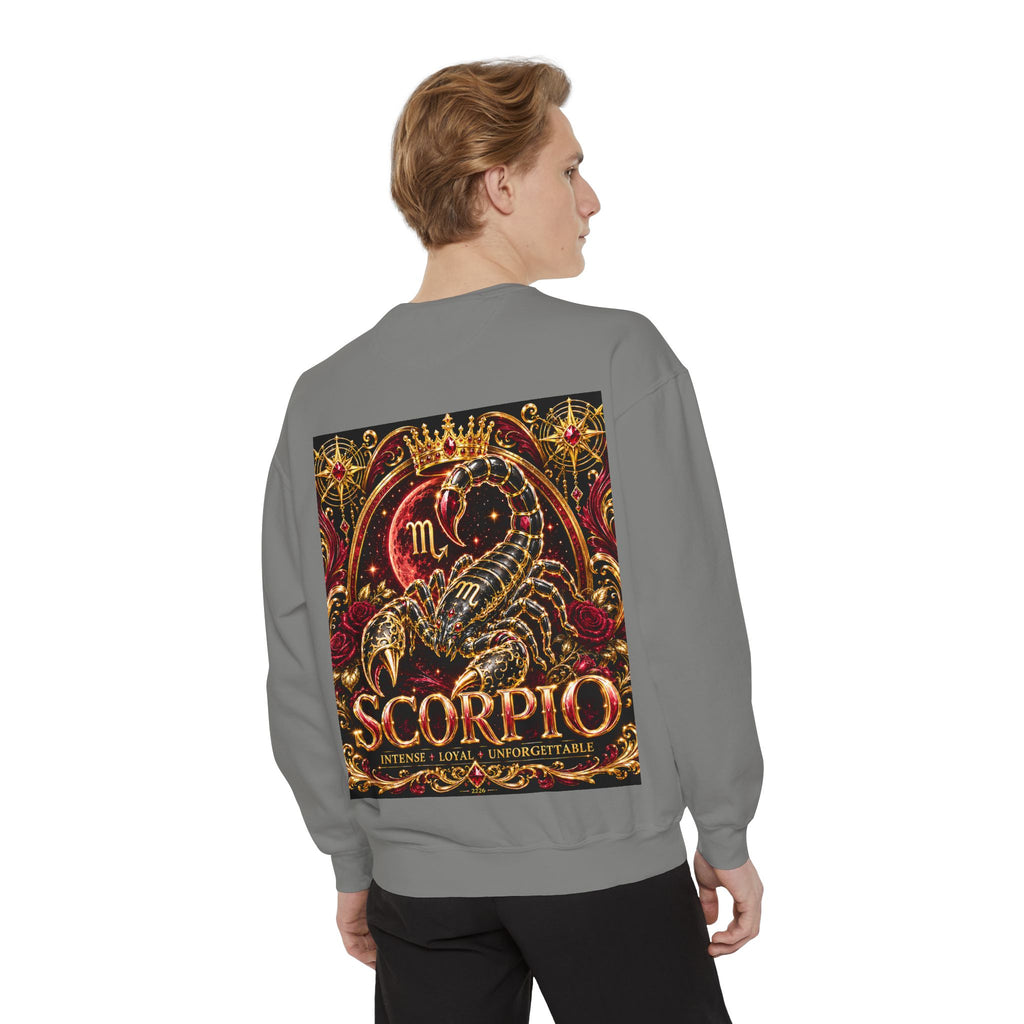 Scorpio Zodiac Sweatshirt — Regal Gold Scorpion Astrological Crewneck