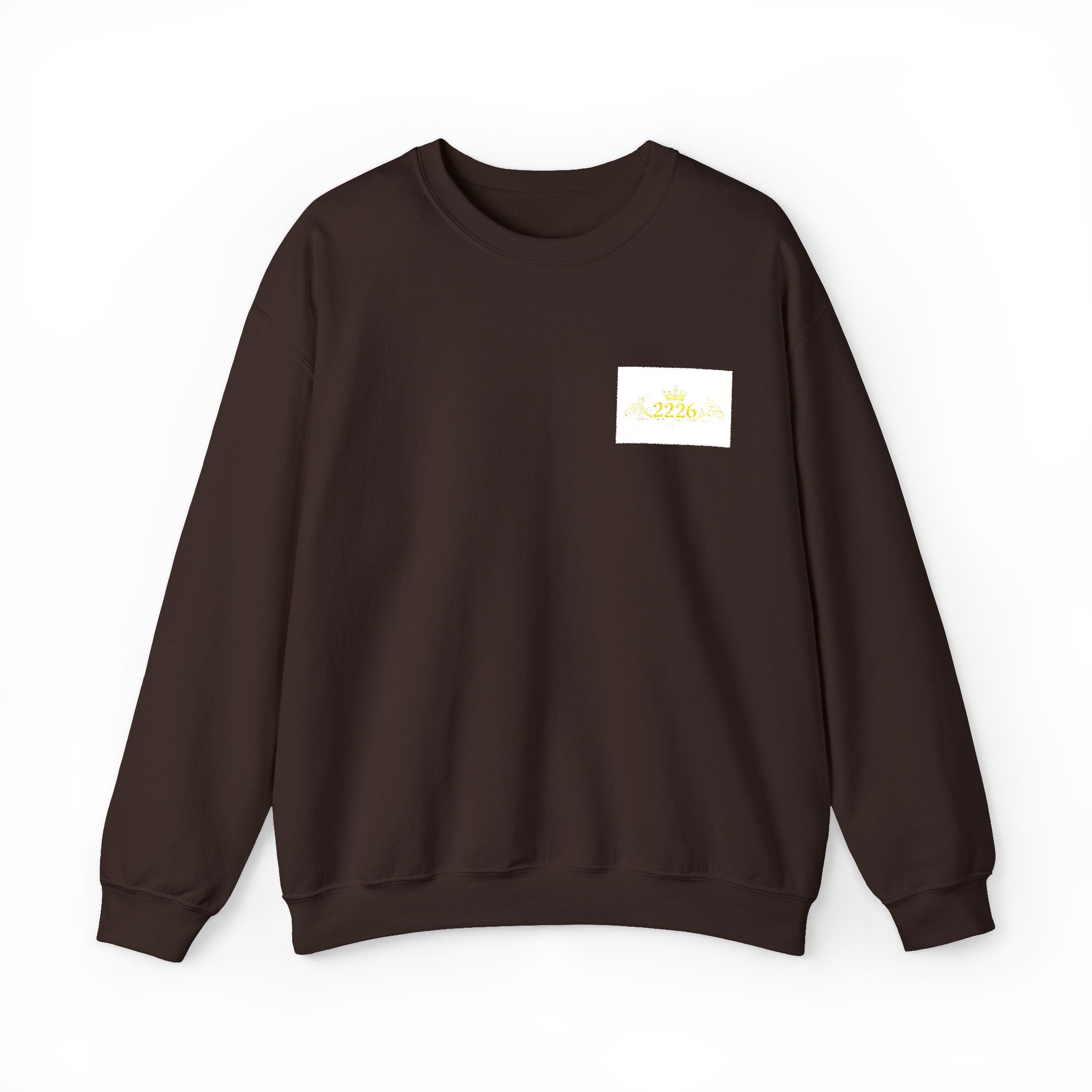 Crewneck Sweatshirt — Tiny Golden Crest Chest Patch
