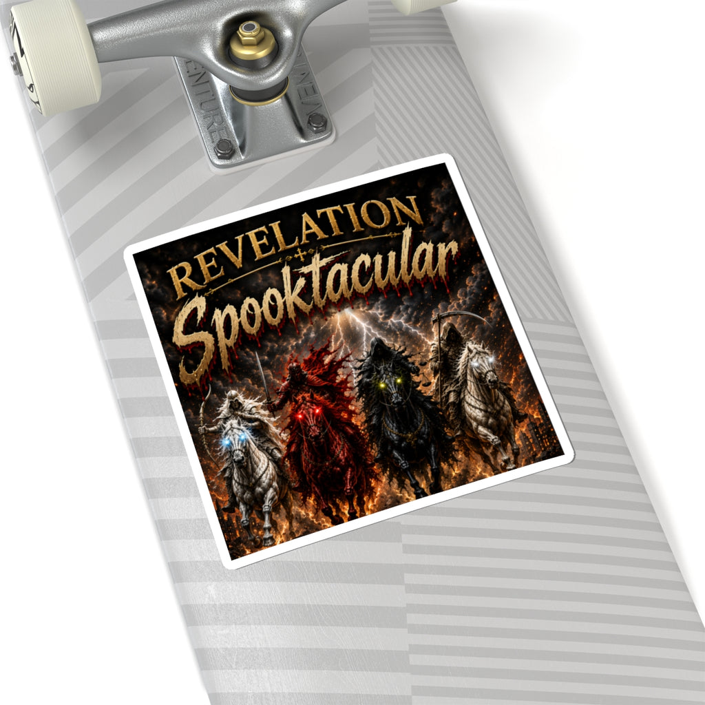 Revelation Spooktacular Kiss-Cut Sticker — Halloween Horsemen Horror Design