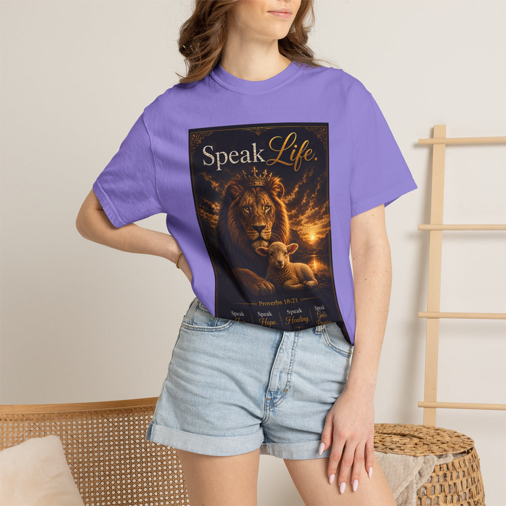 Kingdom Living Lion T-Shirt — "Speak Life" Christian Faith Graphic Tee
