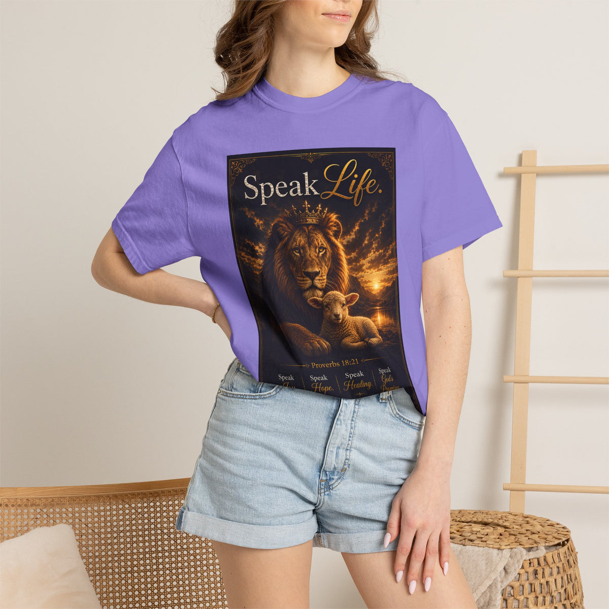 Kingdom Living Lion T-Shirt — "Speak Life" Christian Faith Graphic Tee