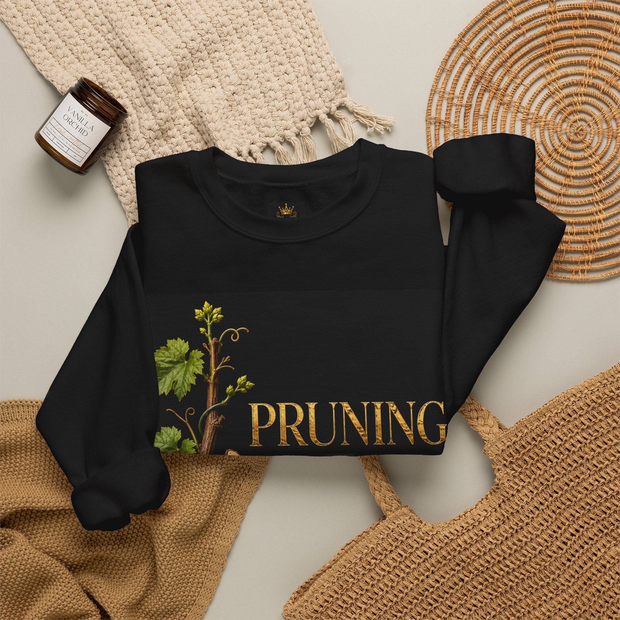 Pruning Hurts Crewneck Sweatshirt — Christian Encouragement Graphic