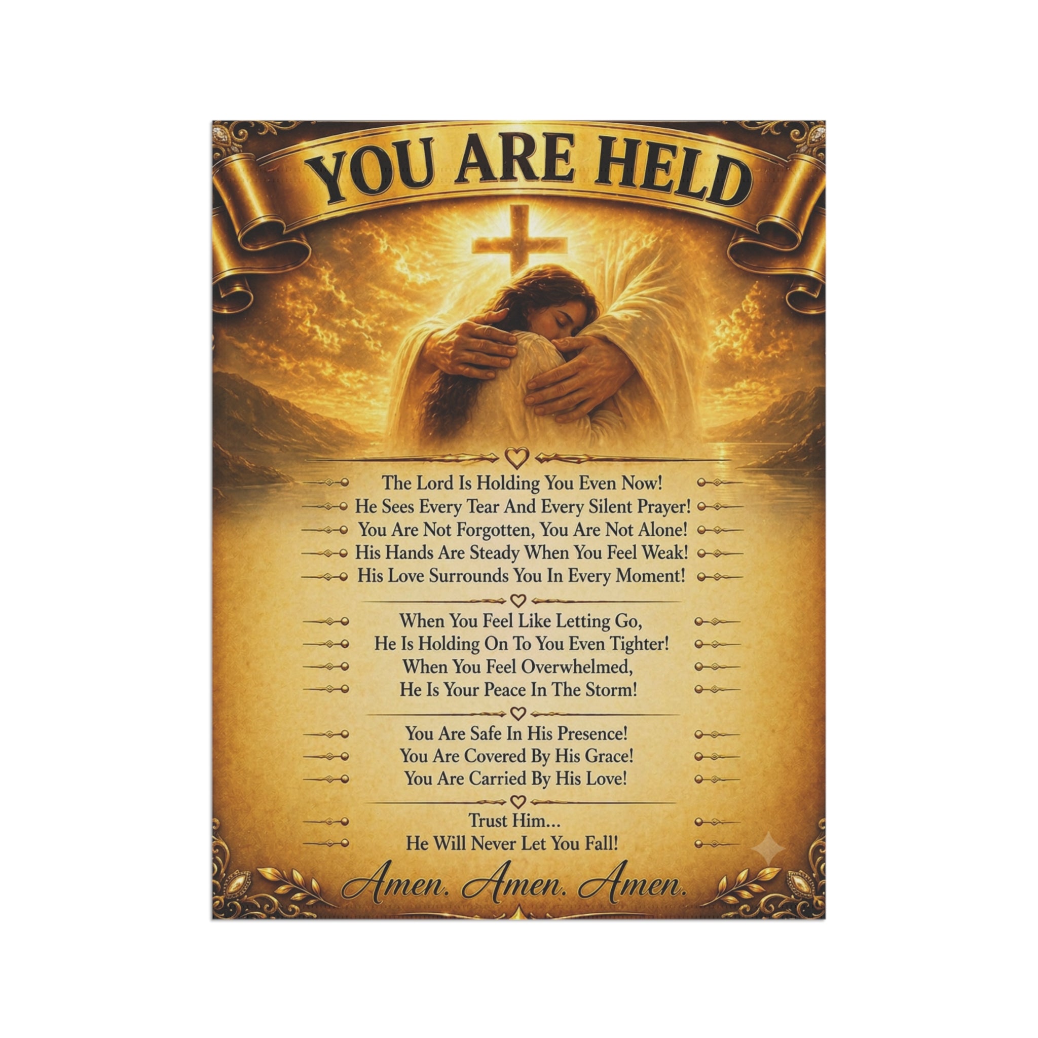 Garden Flag - "You Are Held" Inspirational Prayer Banner (Religious Spiritual Decor)
