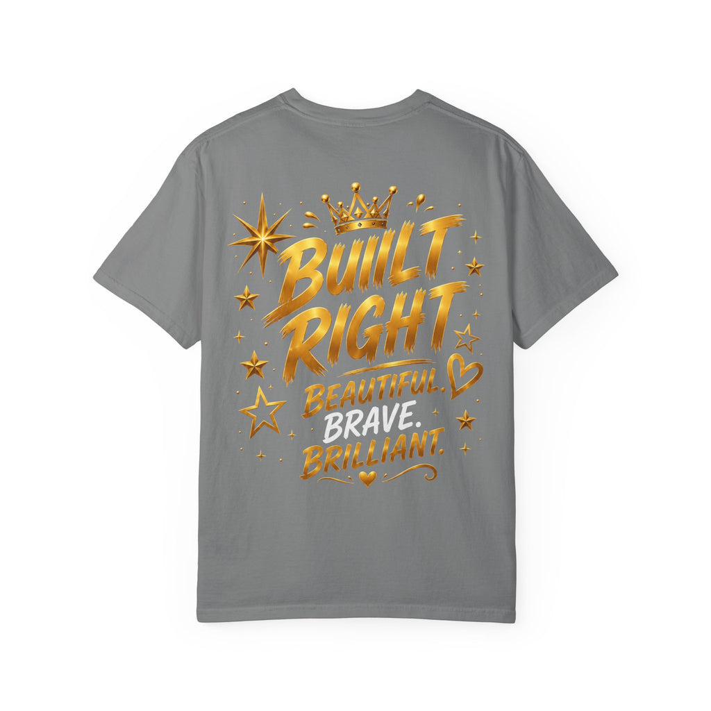 Built Different Christian Lion T-Shirt — "Built Right, Beautiful, Brilliant" Inspirational Faith Tee