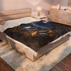 Velveteen Plush Blanket — "The Good Shepherd" Religious Throw (Jesus with Lambs, Moonlit Scene)
