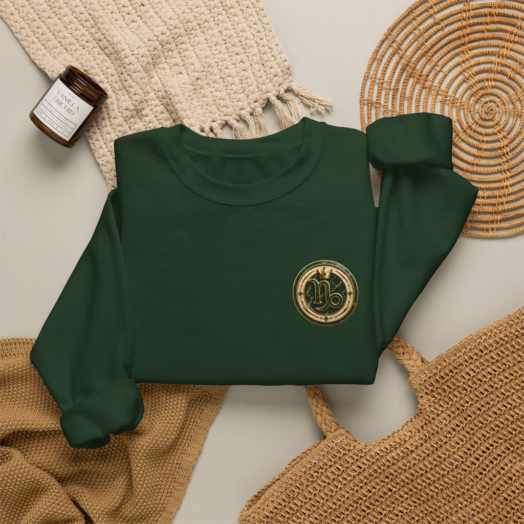Capricorn Hip-Hop Crewneck Sweatshirt — Zodiac Goat Graphic Pullover