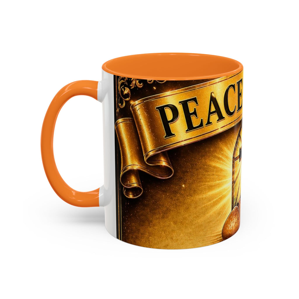 Peace Be Still Christian Coffee Mug — Communion Bread & Chalice Design