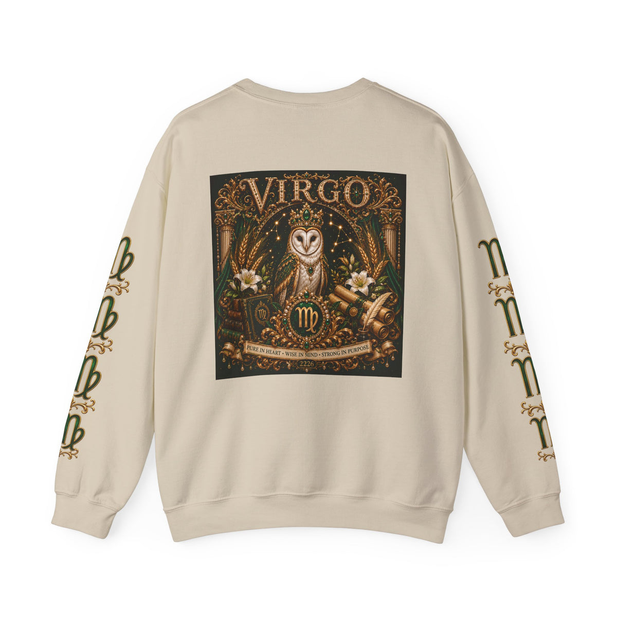 Virgo Zodiac Crewneck Sweatshirt — Owl Virgo Astrology Sweatshirt