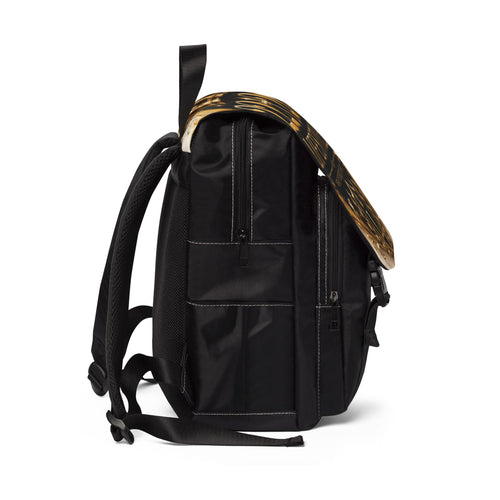 22f26 Lifestyle Gold Crest Backpack — Casual Shoulder Backpack with 'Wrap Yourself in Peace' Design