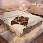 Velveteen Plush Blanket - Chocolate Floral 3D Velvet Throw