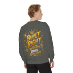 Built Right Sweatshirt — "Built Right: Beautiful. Brilliant." Gold Script Crewneck