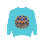Gemini Zodiac Sweatshirt — Royal Blue & Gold Twin Symbol Crewneck