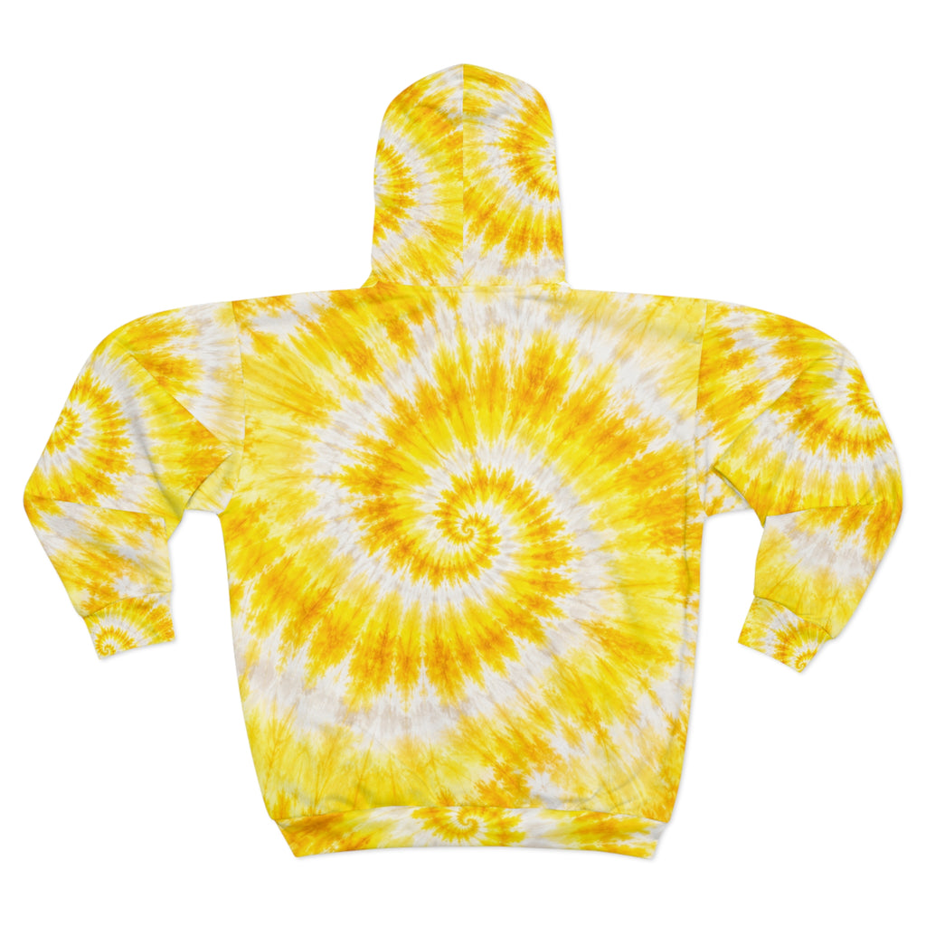 Yellow Spiral Tie-Dye Zip Hoodie