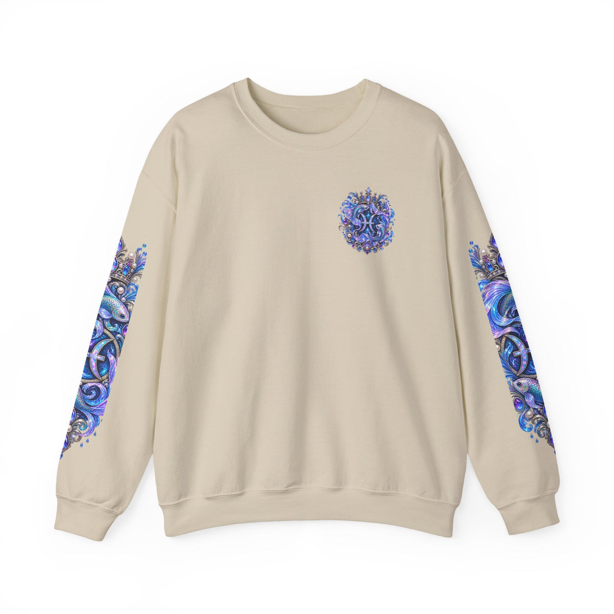 Pisces Shark Zodiac Crewneck Sweatshirt — Mystical Ocean Astrology Pullover