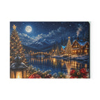 Christmas Lakeside Glass Cutting Board – Winter Village Moonlit Holiday Kitchen Decor