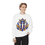 Gemini Zodiac Sweatshirt — Royal Blue & Gold Twin Symbol Crewneck