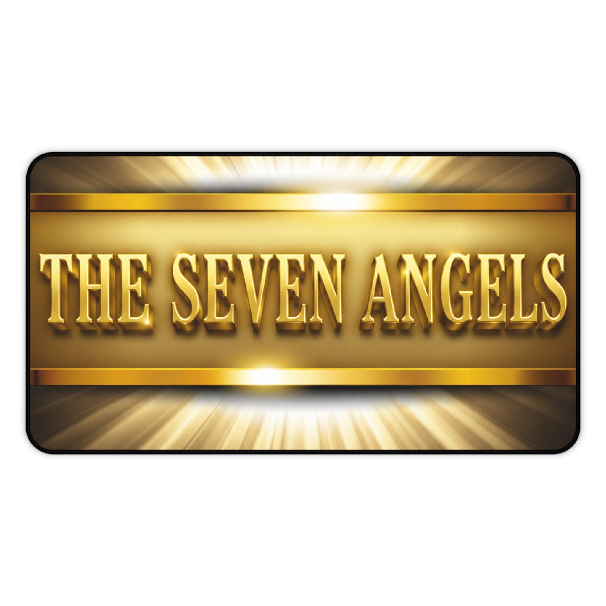 The Seven Angels Gold Logo Desk Mat — Spiritual Inspirational Mouse Pad